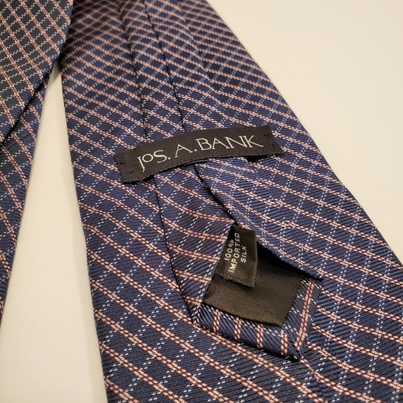 Jos. A. Bank Blue Check Silk Tie Jacquard Fabric 58x4" - Picture 3 of 5